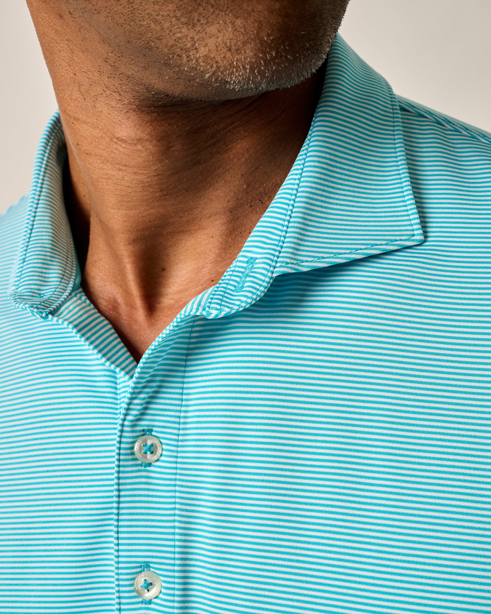 Johnnie-O Performance Jersey Polo - Lyndonn Stripe, Gulf Blue