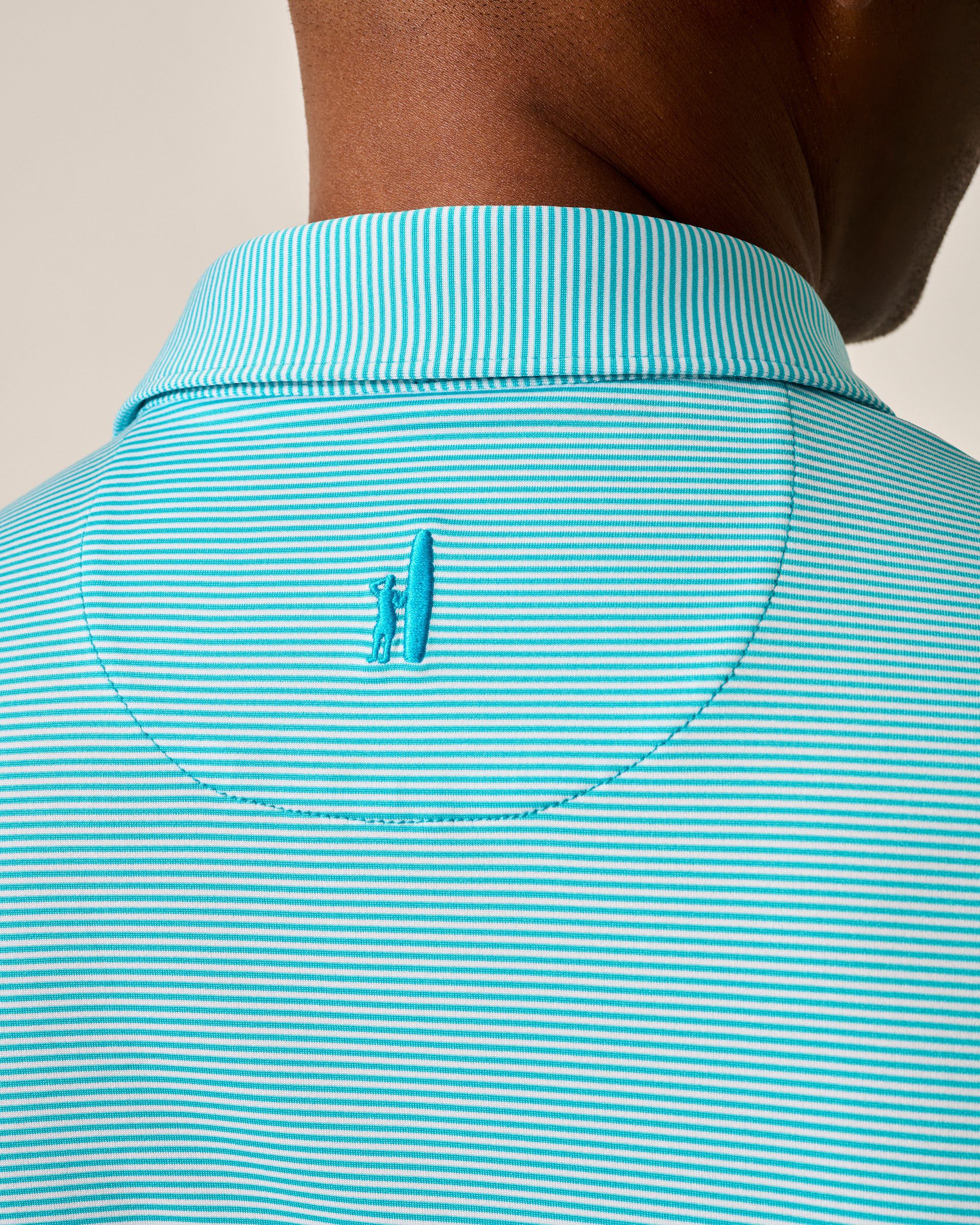 Johnnie-O Performance Jersey Polo - Lyndonn Stripe, Gulf Blue