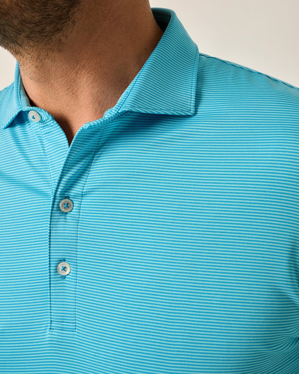 Johnnie-O Performance Jersey Polo - Lyndonn Stripe, Gulf Blue