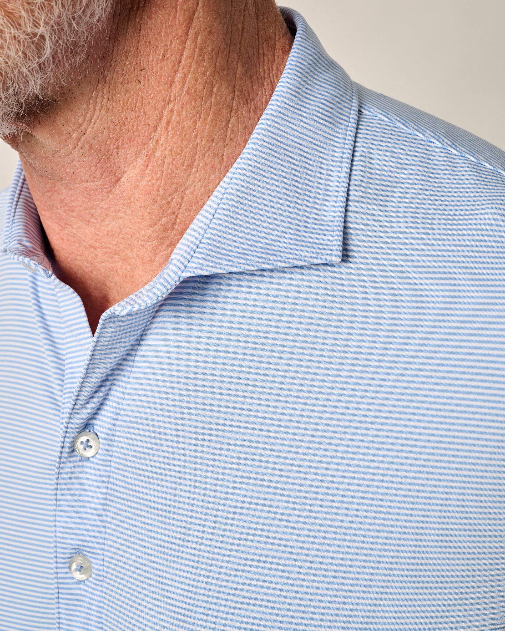 Johnnie-O Performance Jersey Polo - Lyndonn Stripe, Gulf Blue