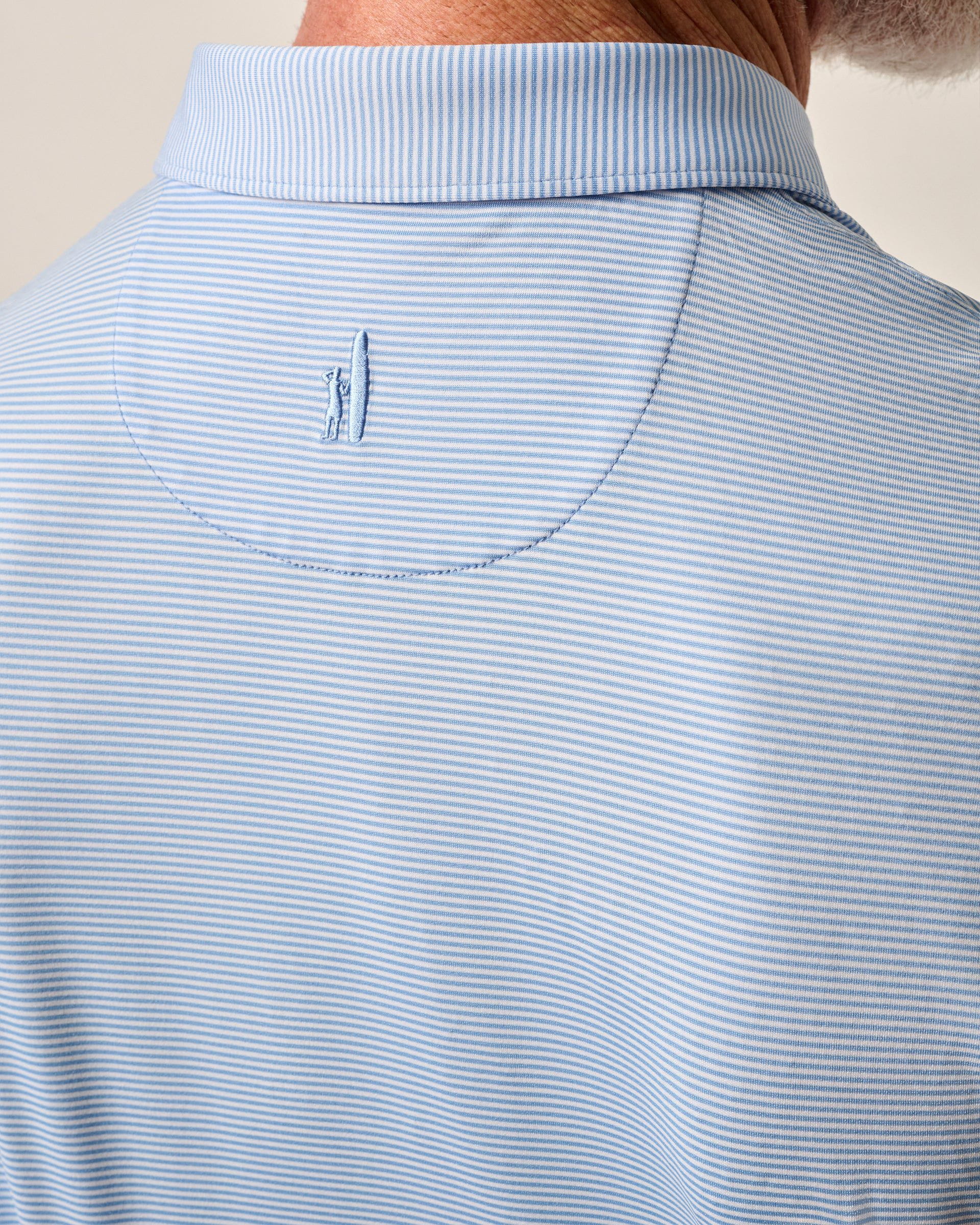 Johnnie-O Performance Jersey Polo - Lyndonn Stripe, Gulf Blue
