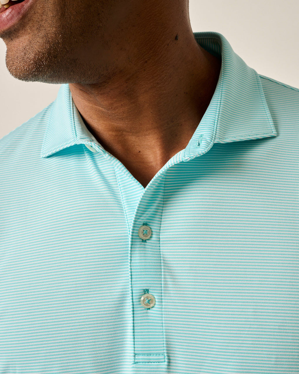 Johnnie-O Performance Jersey Polo - Lyndonn Stripe, Tarpon