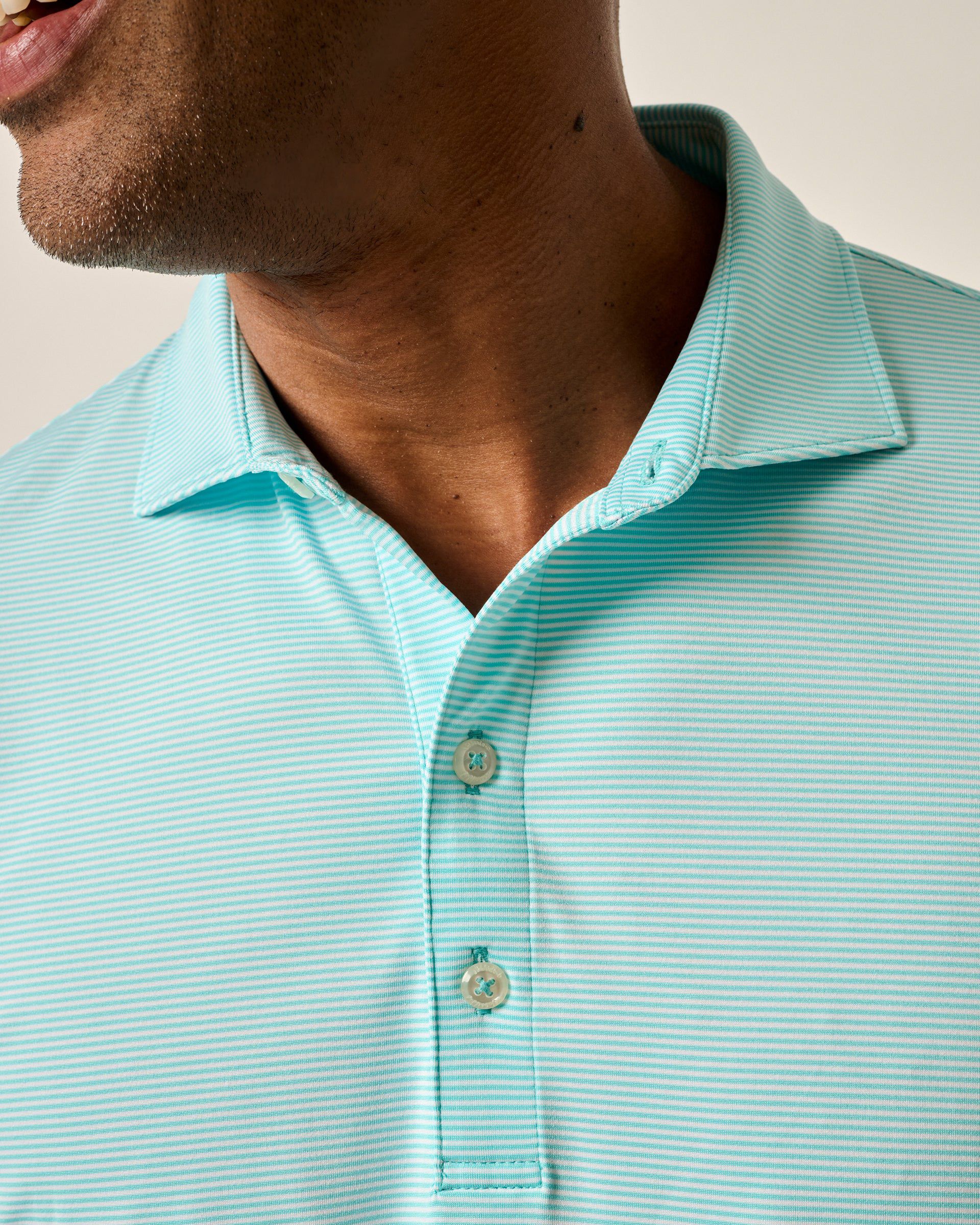 Johnnie-O Performance Jersey Polo - Lyndonn Stripe, Tarpon