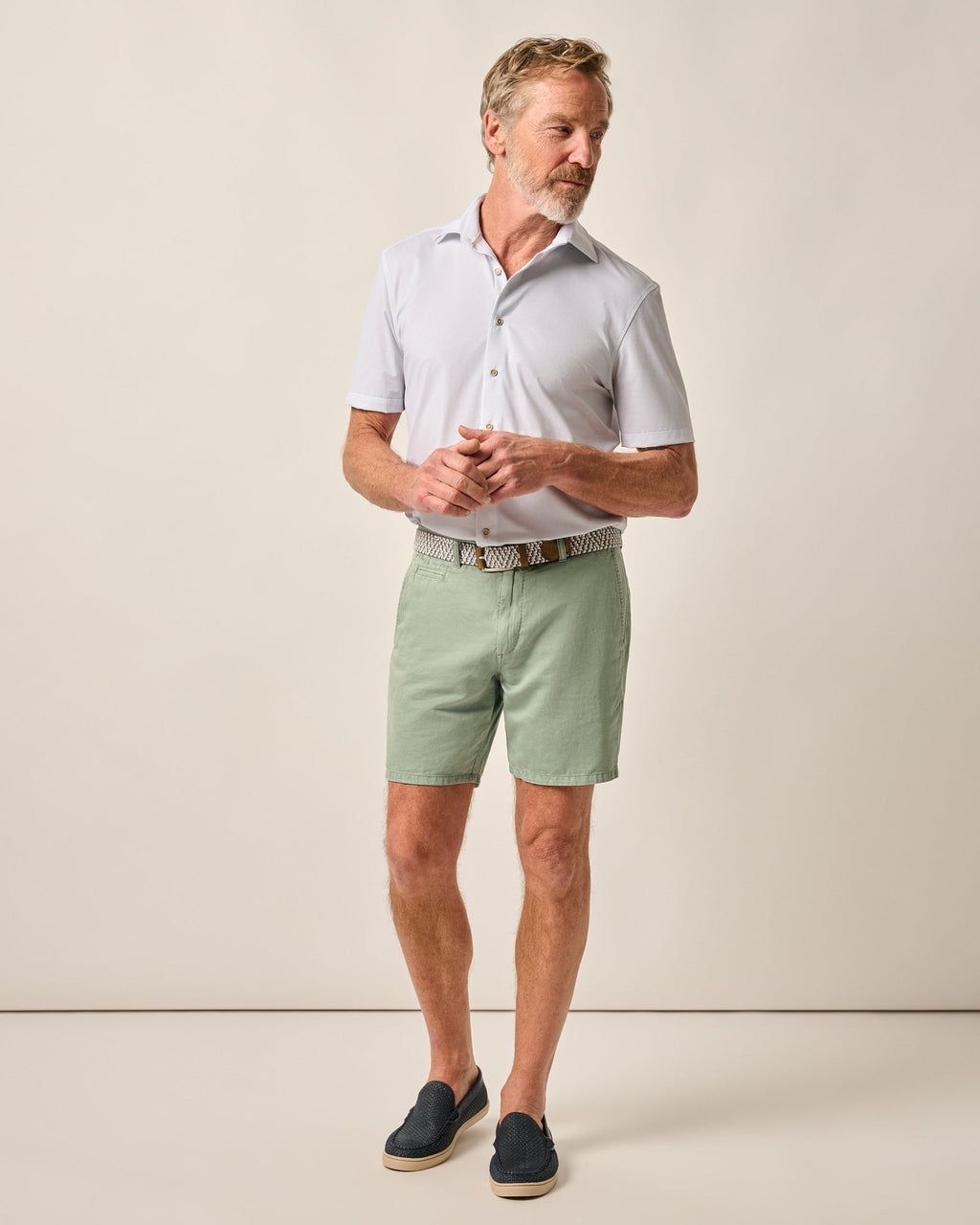 Johnnie-O Melrose Cotton Linen Shorts, Blue Surf