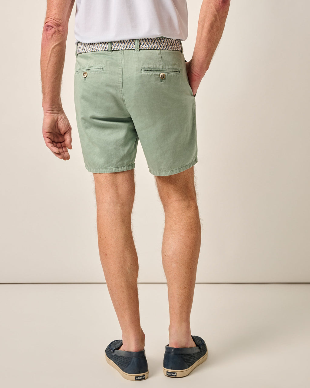 Johnnie-O Melrose Cotton Linen Shorts, Blue Surf