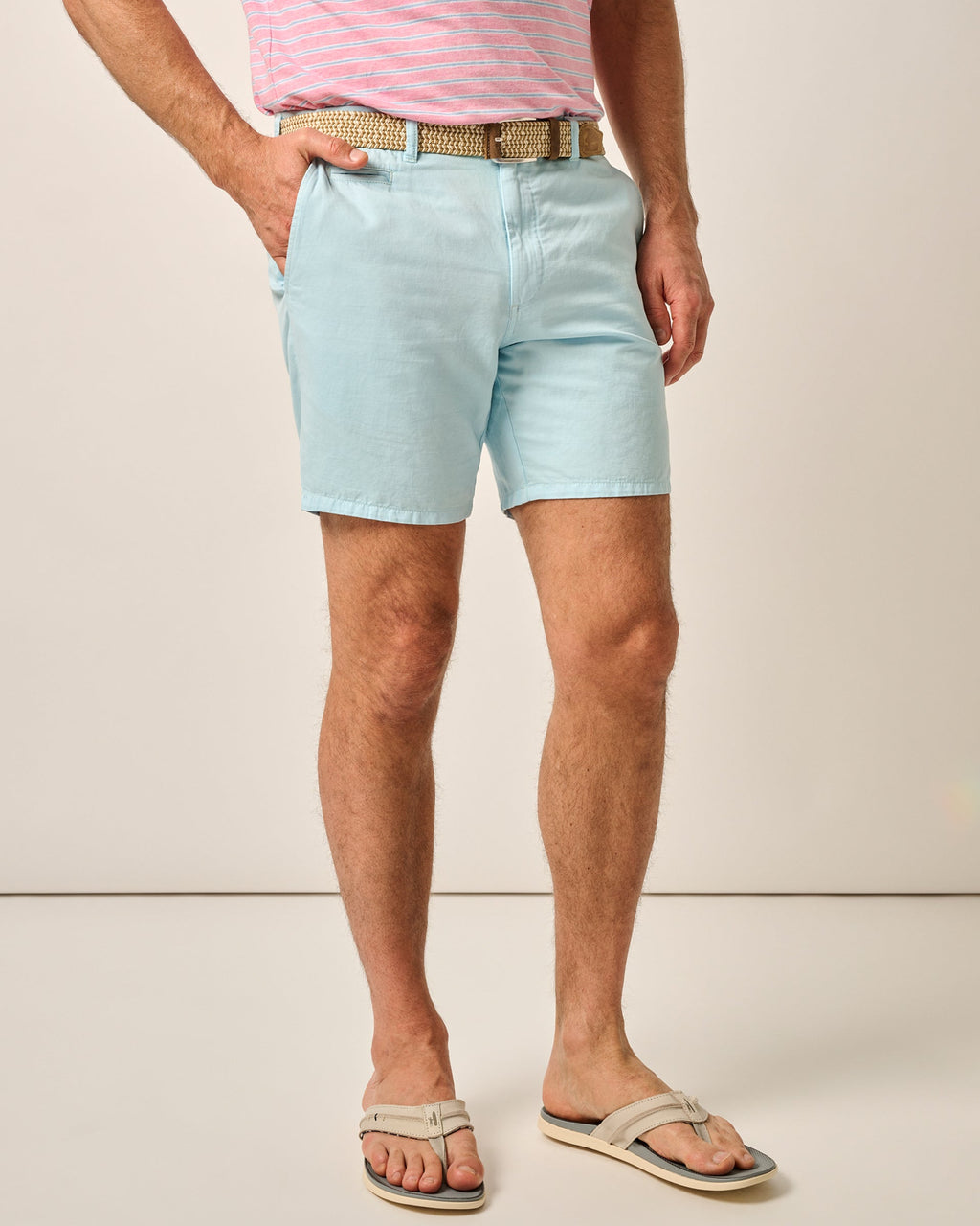 Johnnie-O Melrose Cotton Linen Shorts, Haze