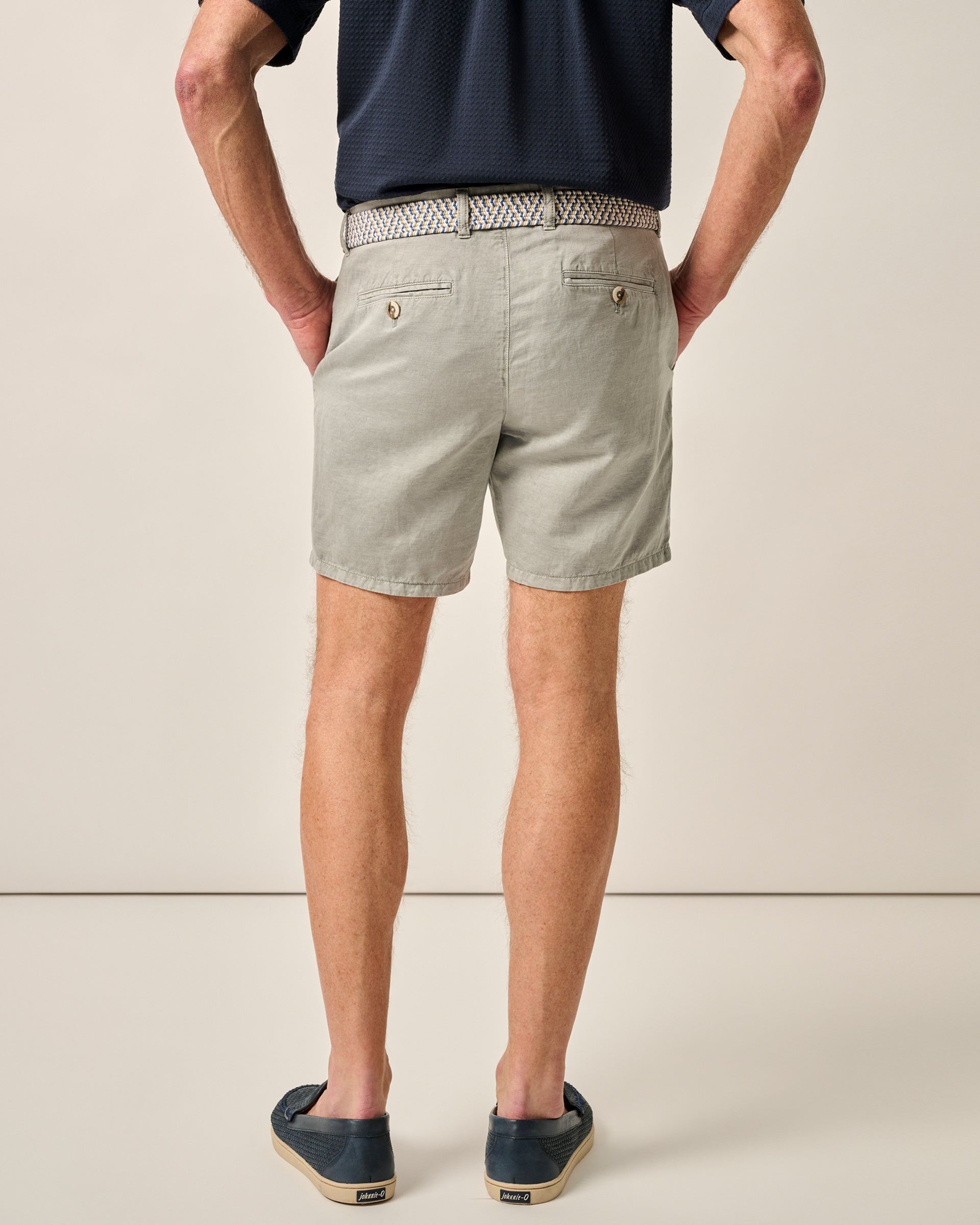 Johnnie-O Melrose Cotton Linen Shorts, Light Gray