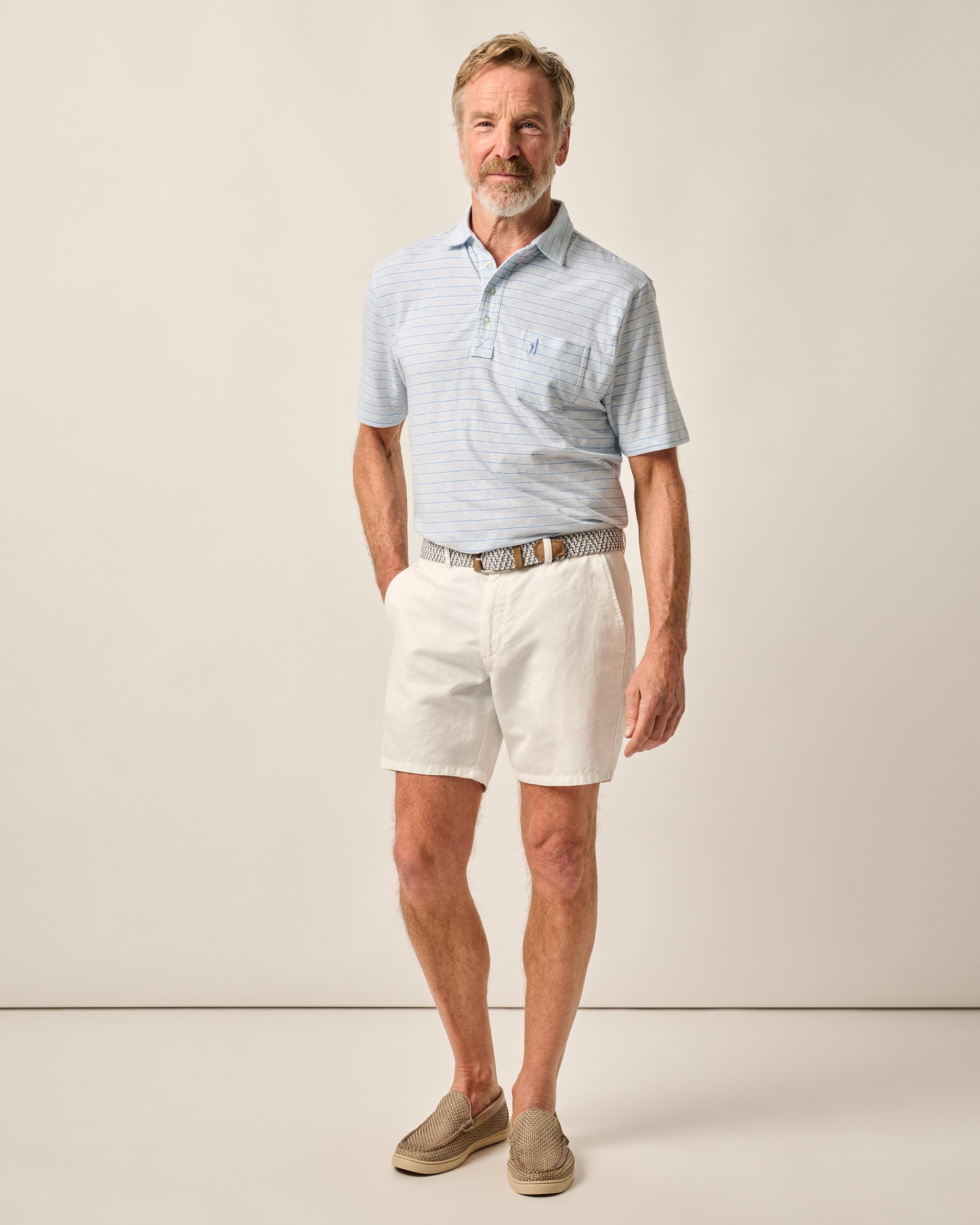 Johnnie-O Melrose Cotton Linen Shorts, White