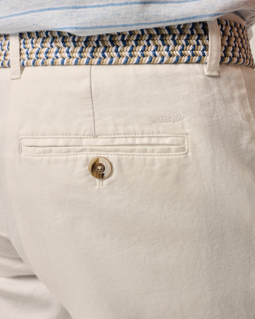 Johnnie-O Melrose Cotton Linen Shorts, White