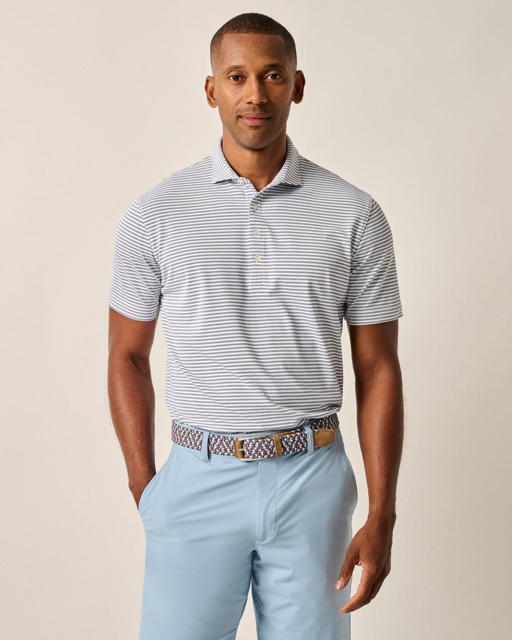 Johnnie-O Performance Mesh Polo - Stetson Stripe, Navy