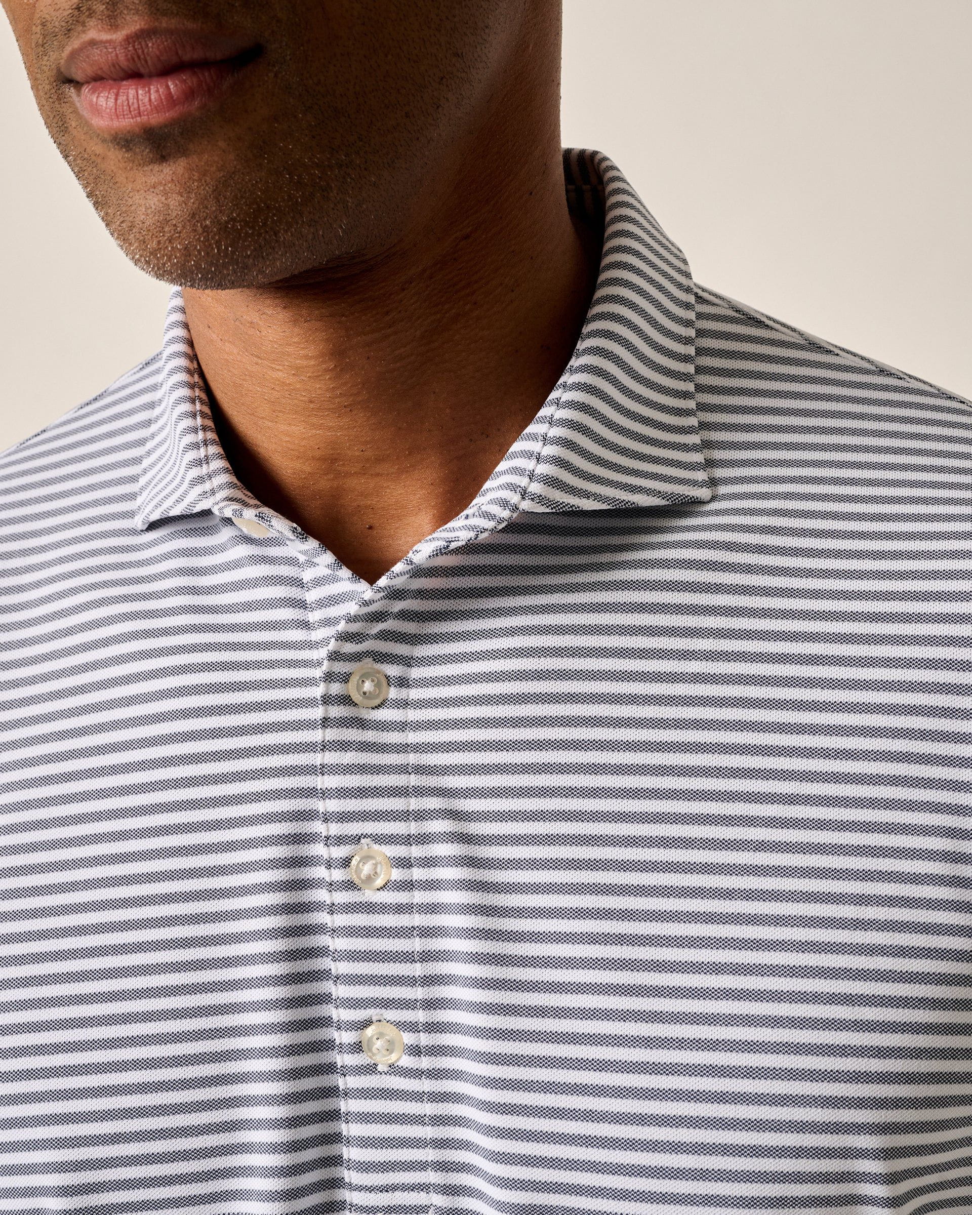 Johnnie-O Performance Mesh Polo - Stetson Stripe, Navy