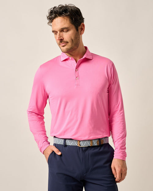 Johnnie-O Featherweight Long Sleeve Performance Polo - Swing, Light Gray