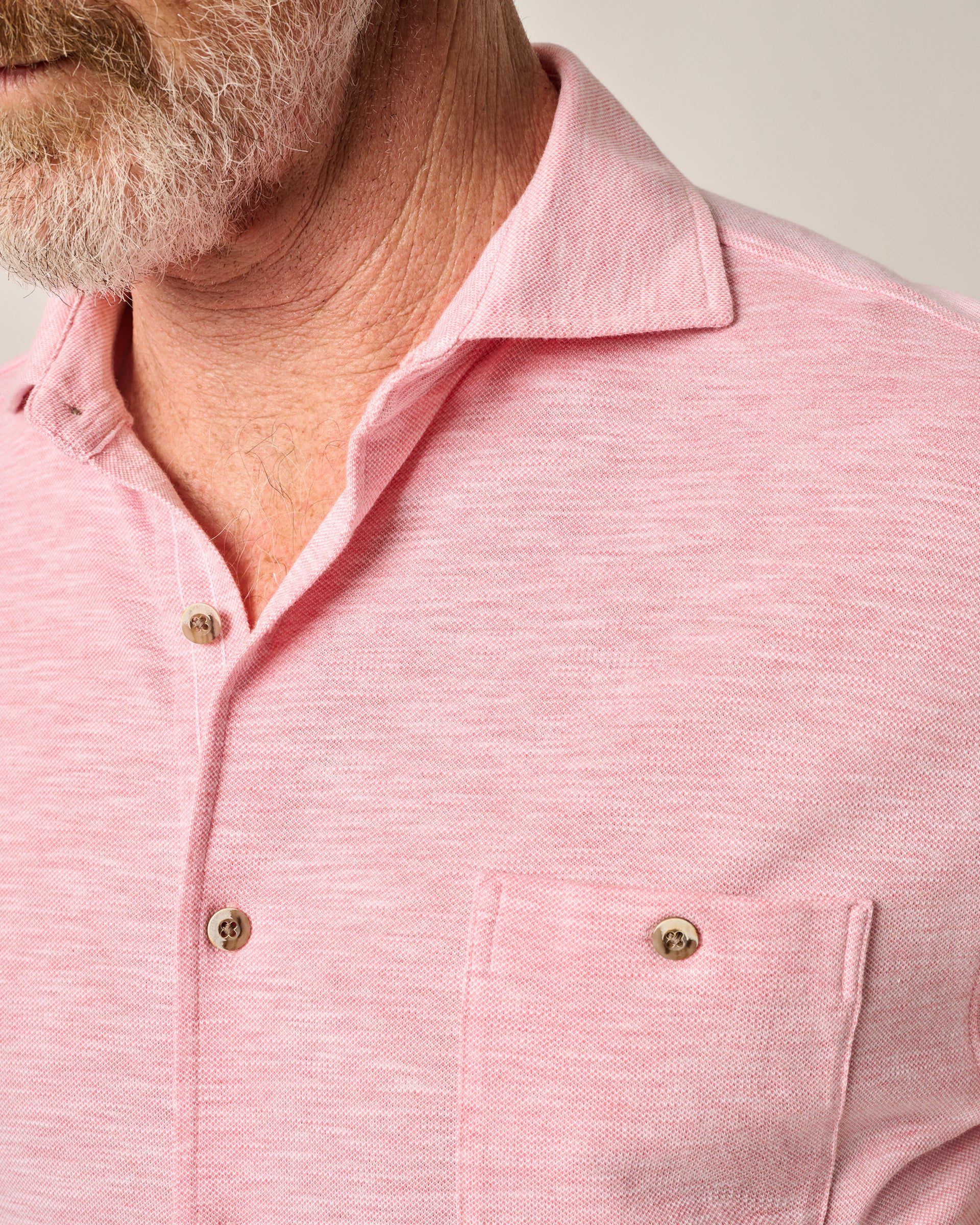 Johnnie-O Short-Sleeve Knit Pique Button-Down Shirt - Tasca