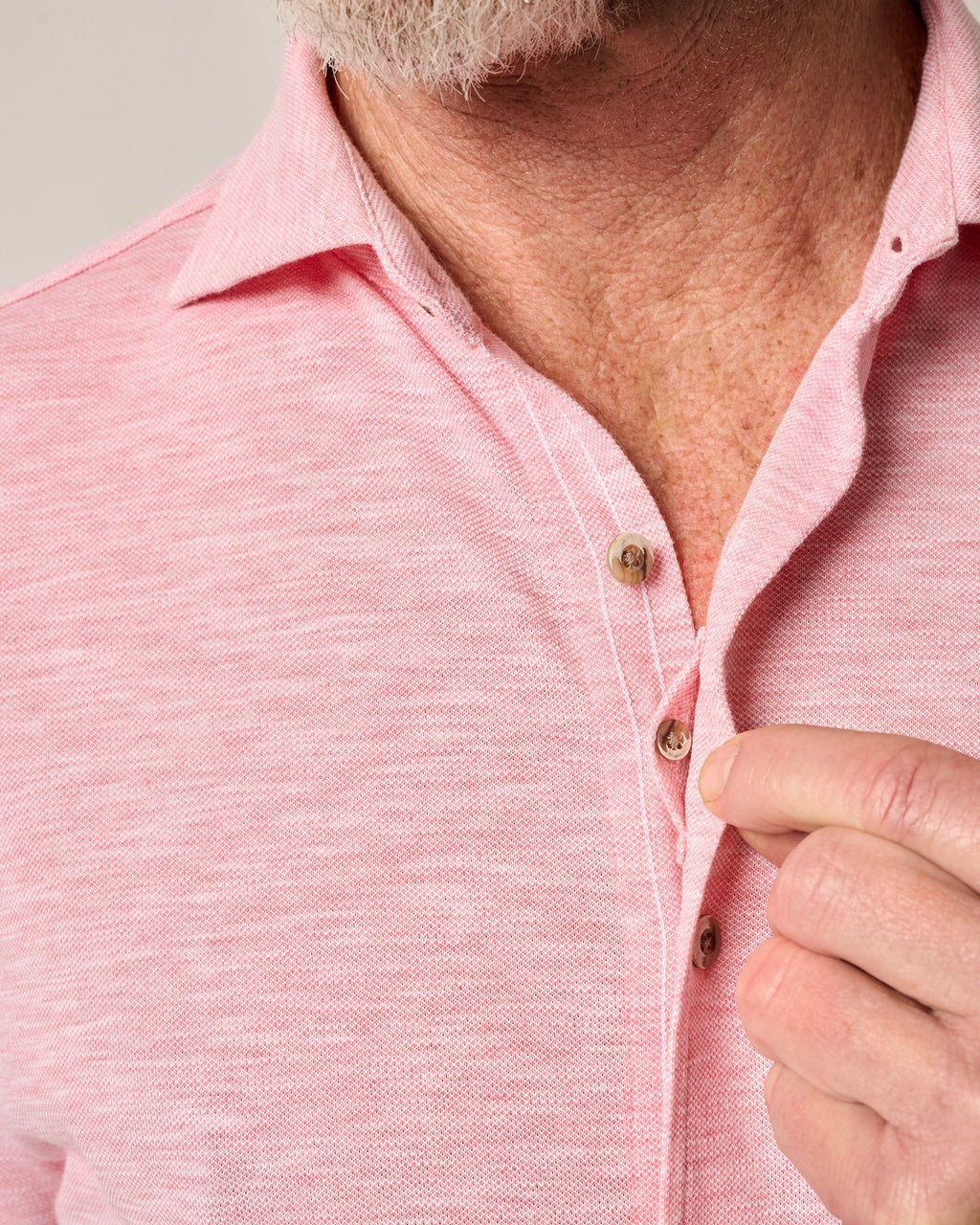 Johnnie-O Short-Sleeve Knit Pique Button-Down Shirt - Tasca, Conch