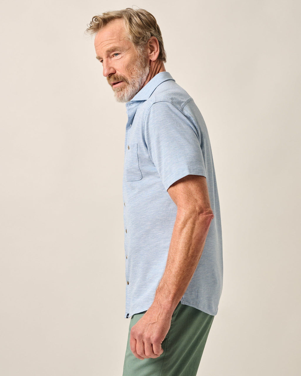 Johnnie-O Short-Sleeve Knit Pique Button-Down Shirt - Tasca