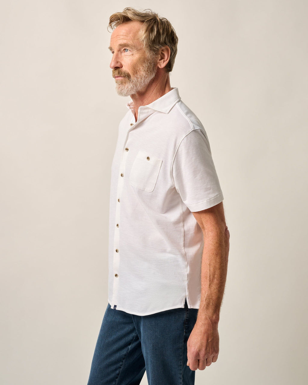 Johnnie-O Short-Sleeve Knit Pique Button-Down Shirt - Tasca