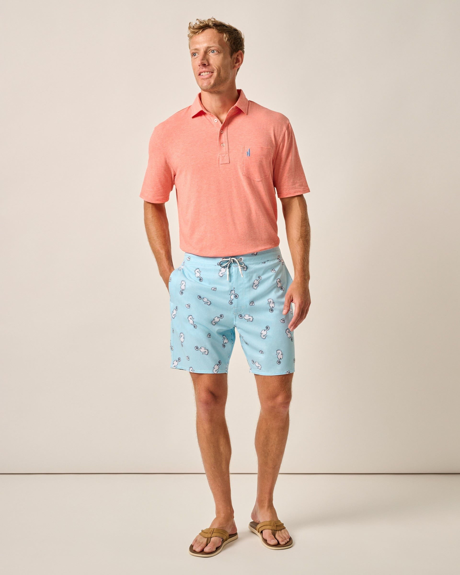 Johnnie-O The Half Elastic 7" Surf Shorts, Under the Sea