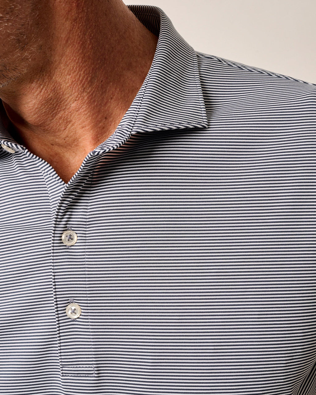Johnnie-O Performance Jersey Polo - Lyndonn Stripe, Gulf Blue