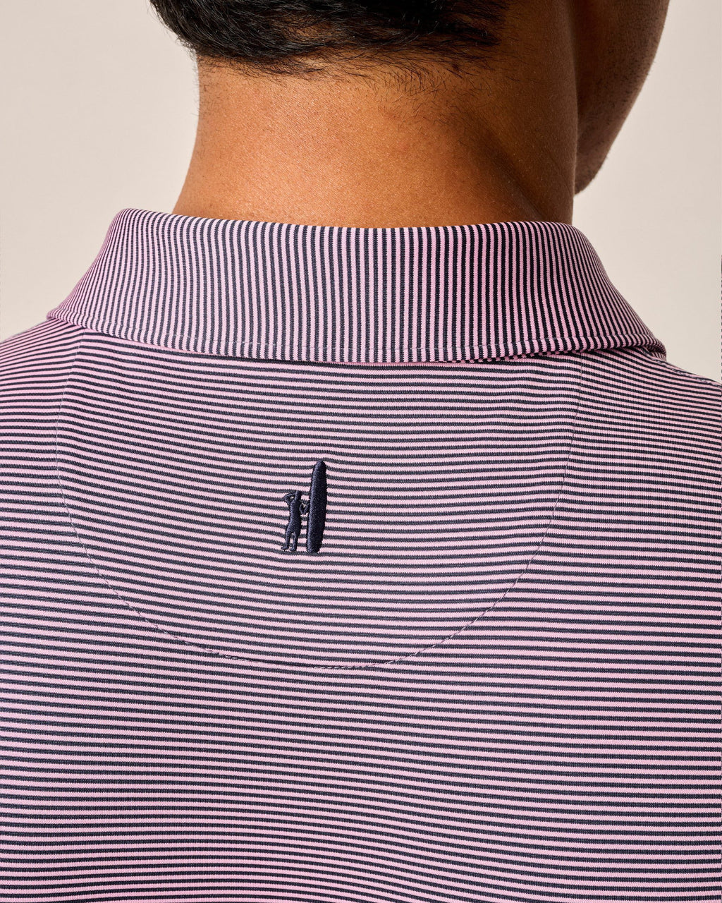 Johnnie-O Performance Jersey Polo - Lyndonn Stripe, Navy and Porto Pink