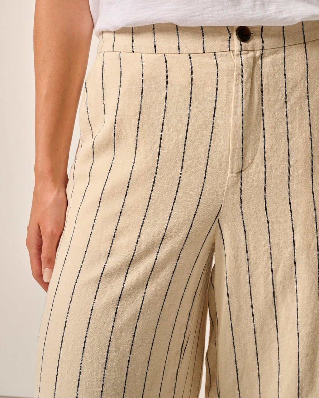 Johnnie-O Lilah Linen Blend Pinstripe Beach Trouser Birch