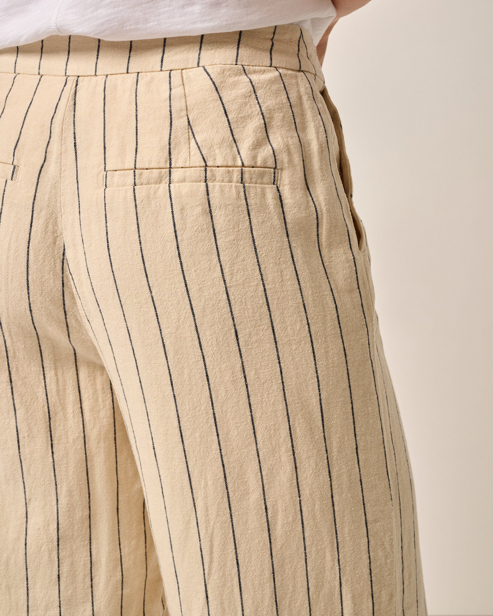 Johnnie-O Lilah Linen Blend Pinstripe Beach Trouser Birch