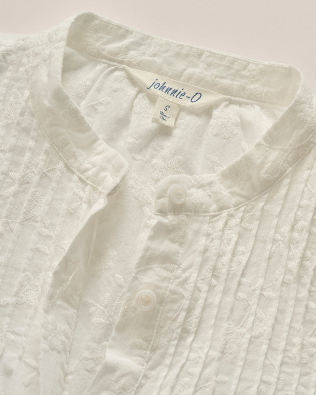 Johnnie-O Rosie Pintuck Cotton Blouse, White
