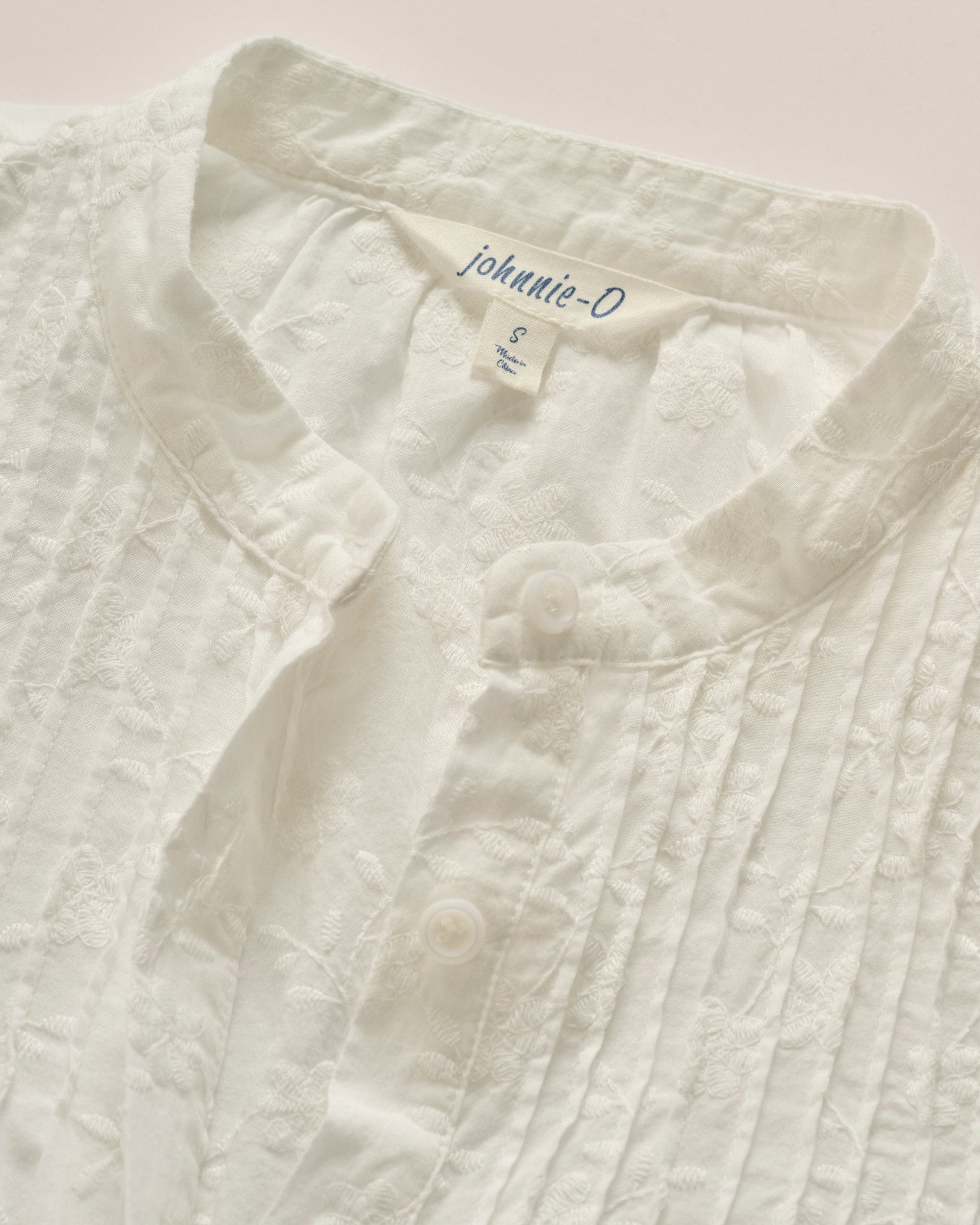 Johnnie-O Rosie Pintuck Cotton Blouse, White
