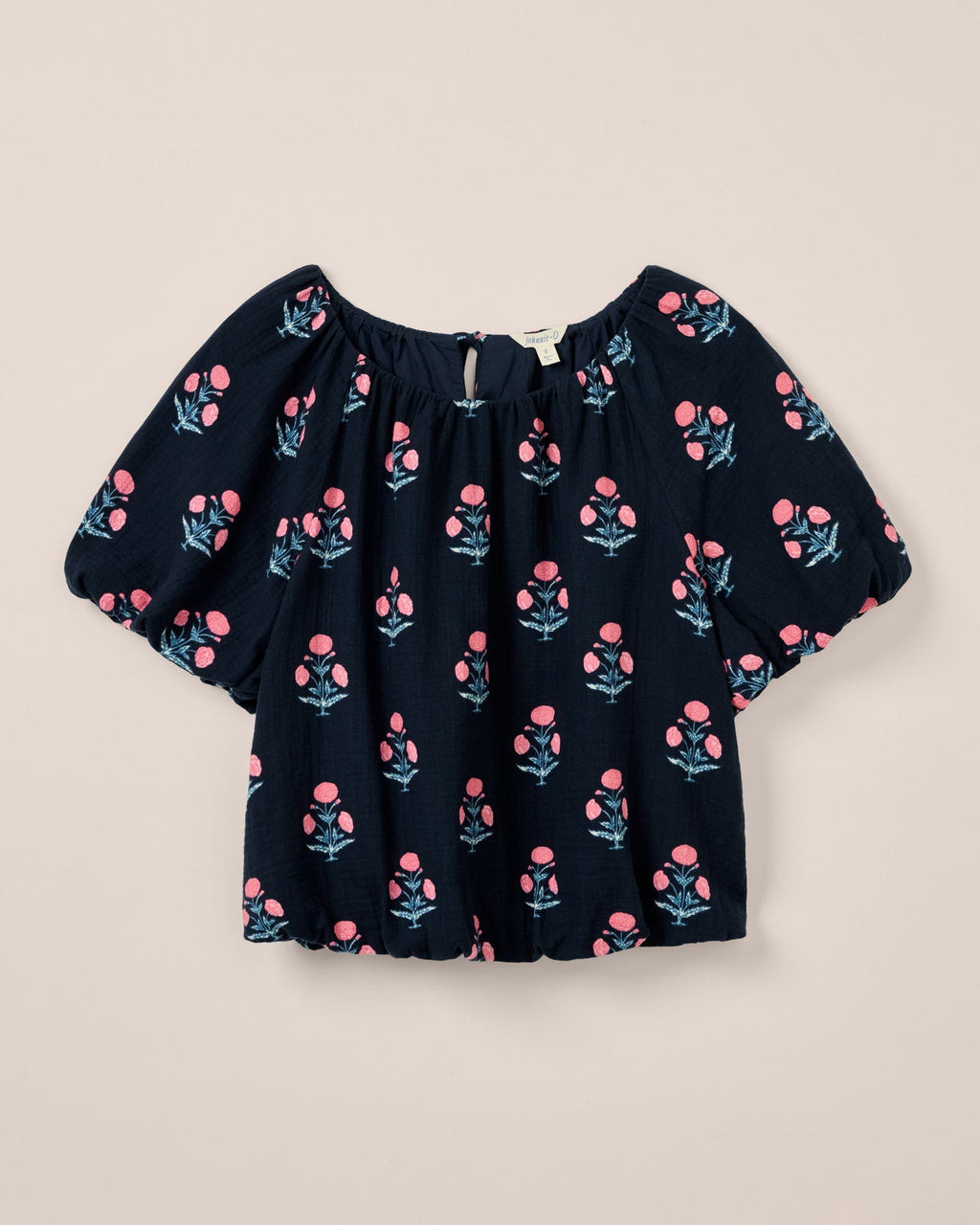 Johnnie-O Collett Block Print Blouse, Navy