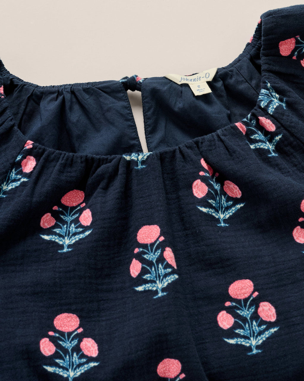 Johnnie-O Collett Block Print Blouse, Navy