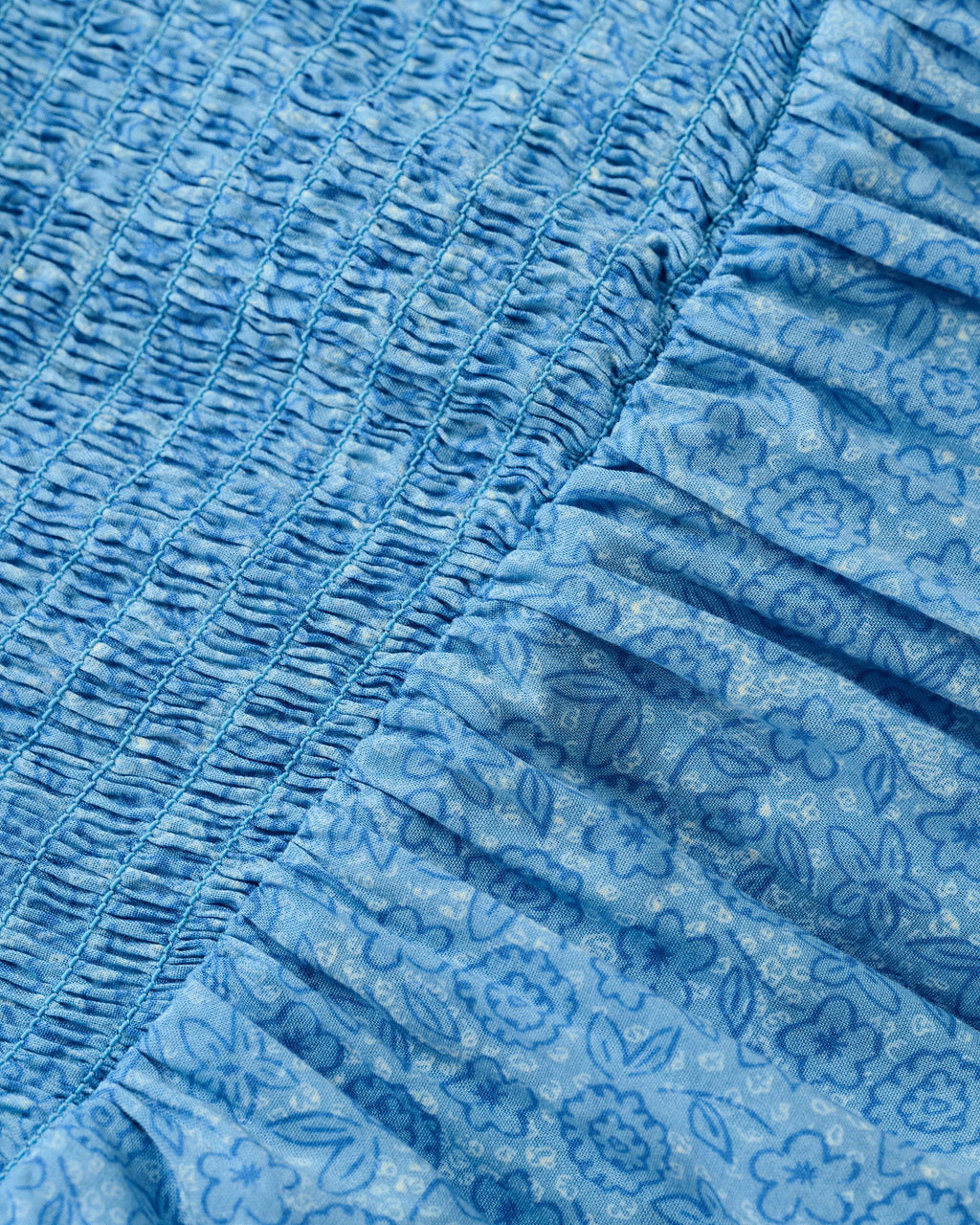 Johnnie-O Mira Smocked Midi Dress, Maliblu