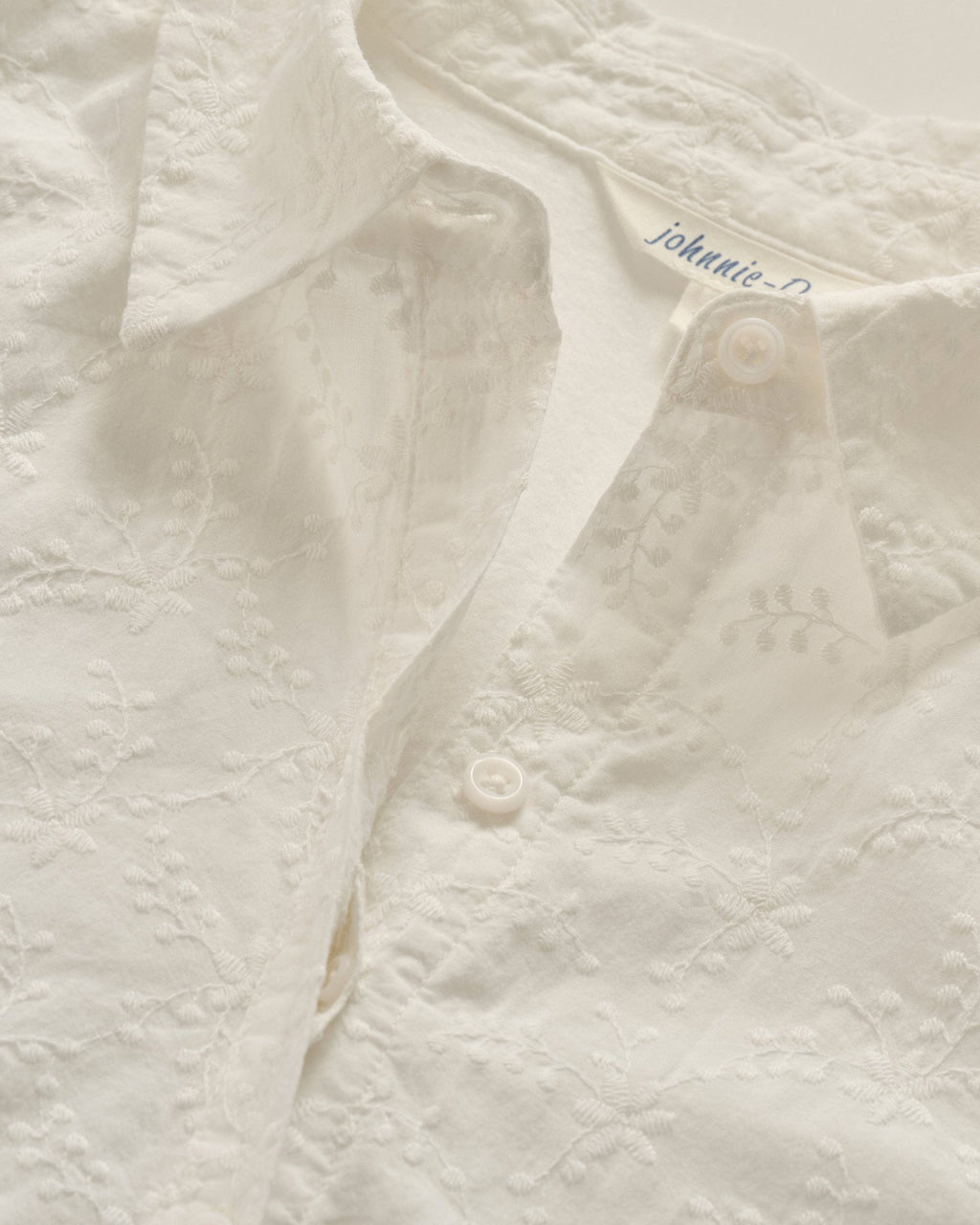 Johnnie-O Jenna Embroidered Flared Shirt Dress, White