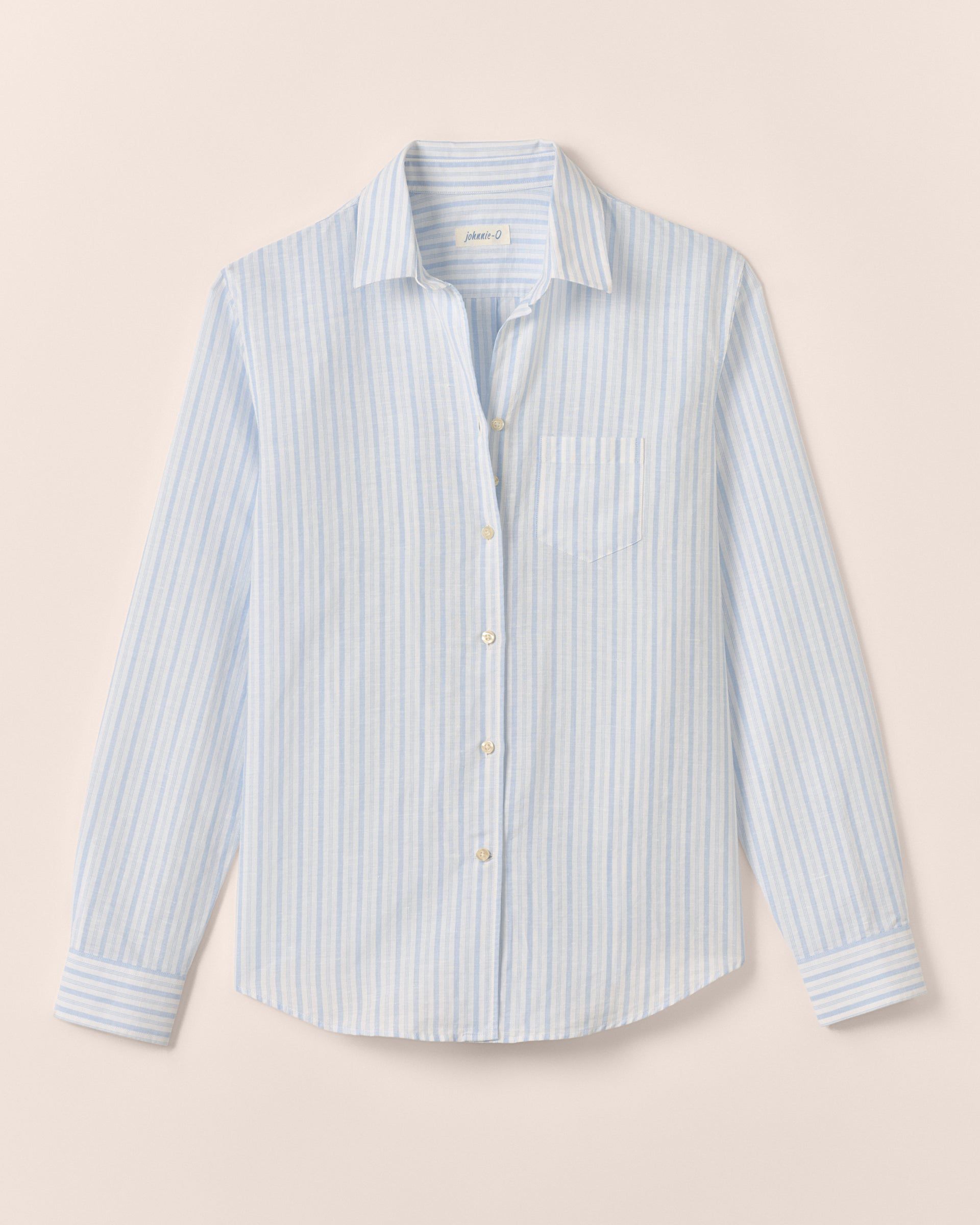 Johnnie-O Frieda Cotton Linen Button Down Shirt, White