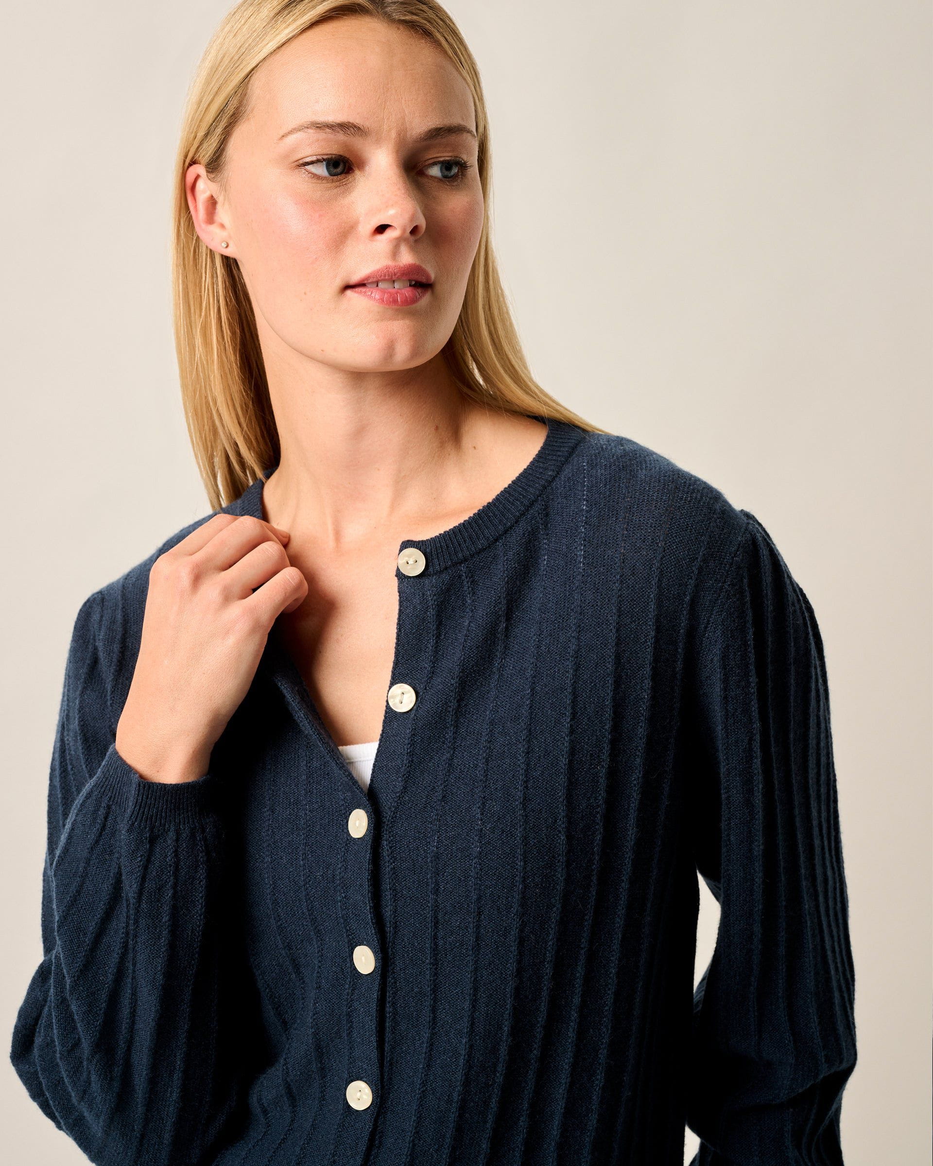Johnnie-O Alma Cashmere Blend Cardigan, Navy