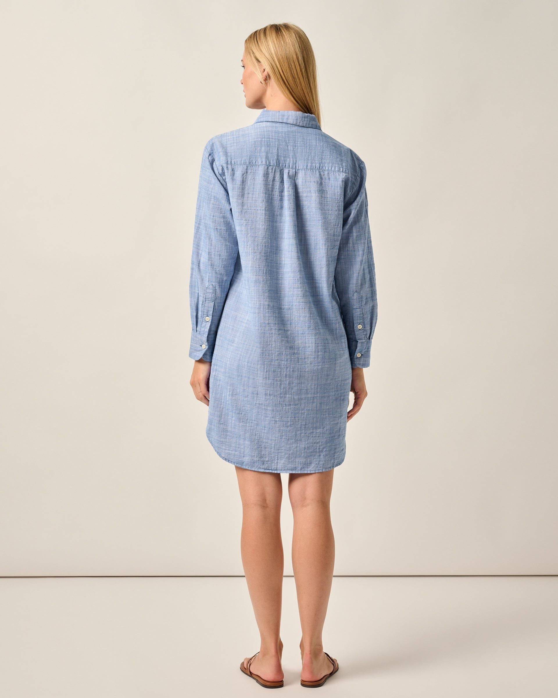 Johnnie-O Anyaa Cotton Shirt Dress Palace, Blue