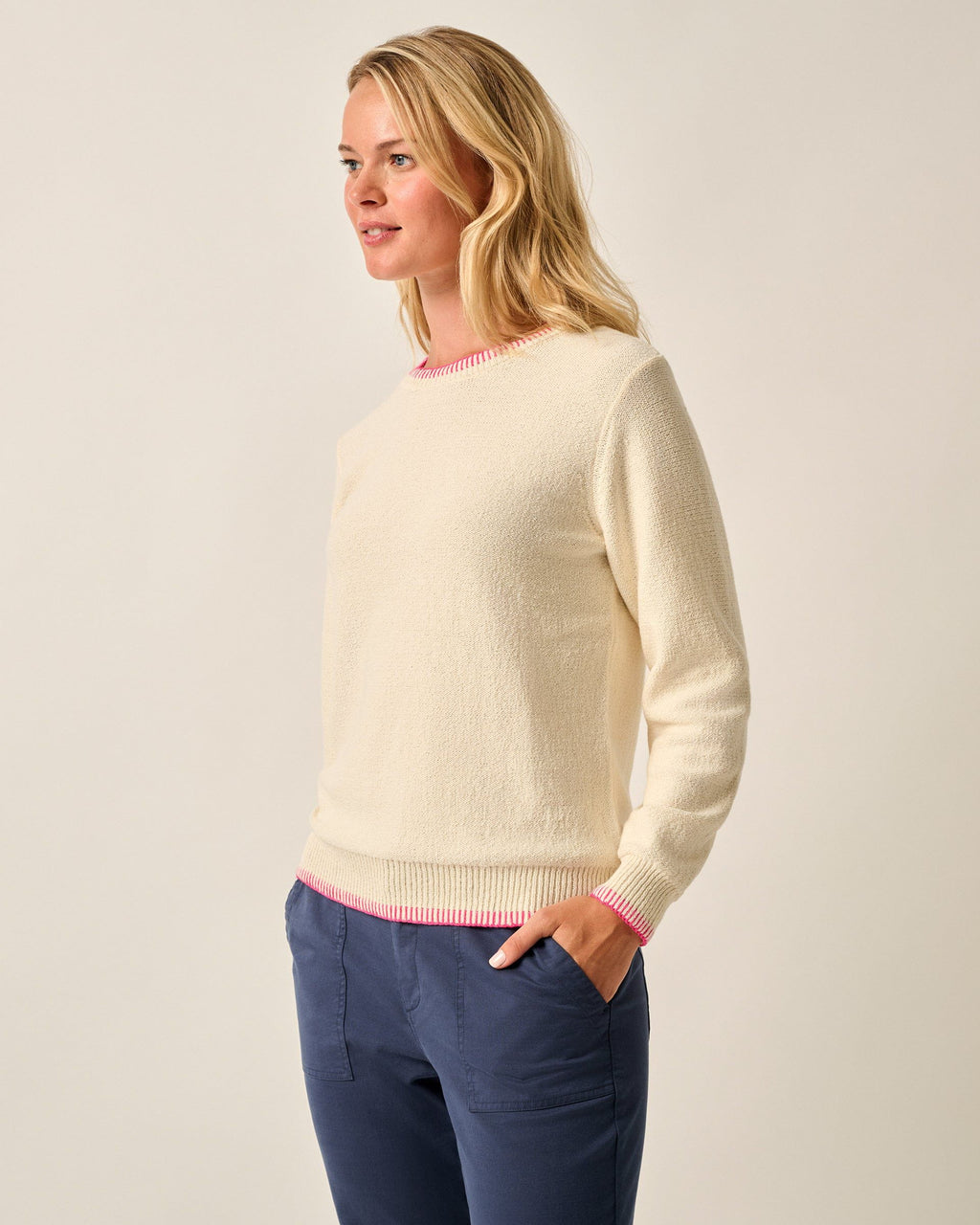 Johnnie-O Blanche Cotton Blend Crewneck Sweater