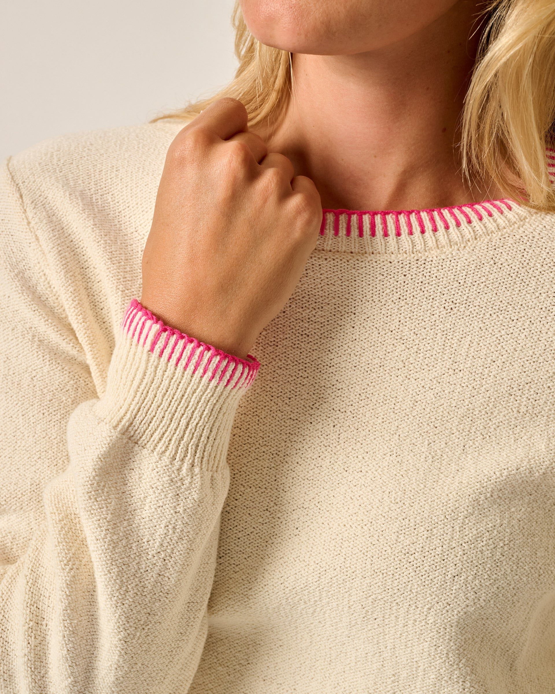 Johnnie-O Blanche Cotton Blend Crewneck Sweater