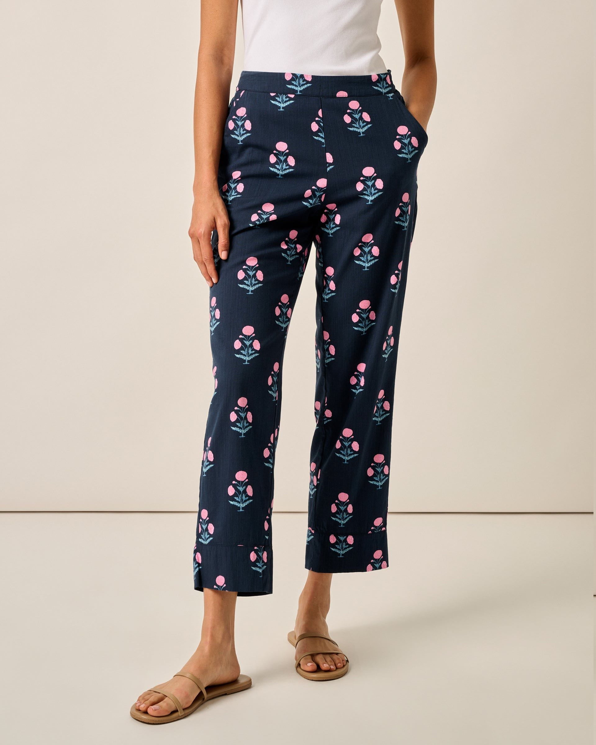 Johnnie-O Collett Block Print Pant, Navy