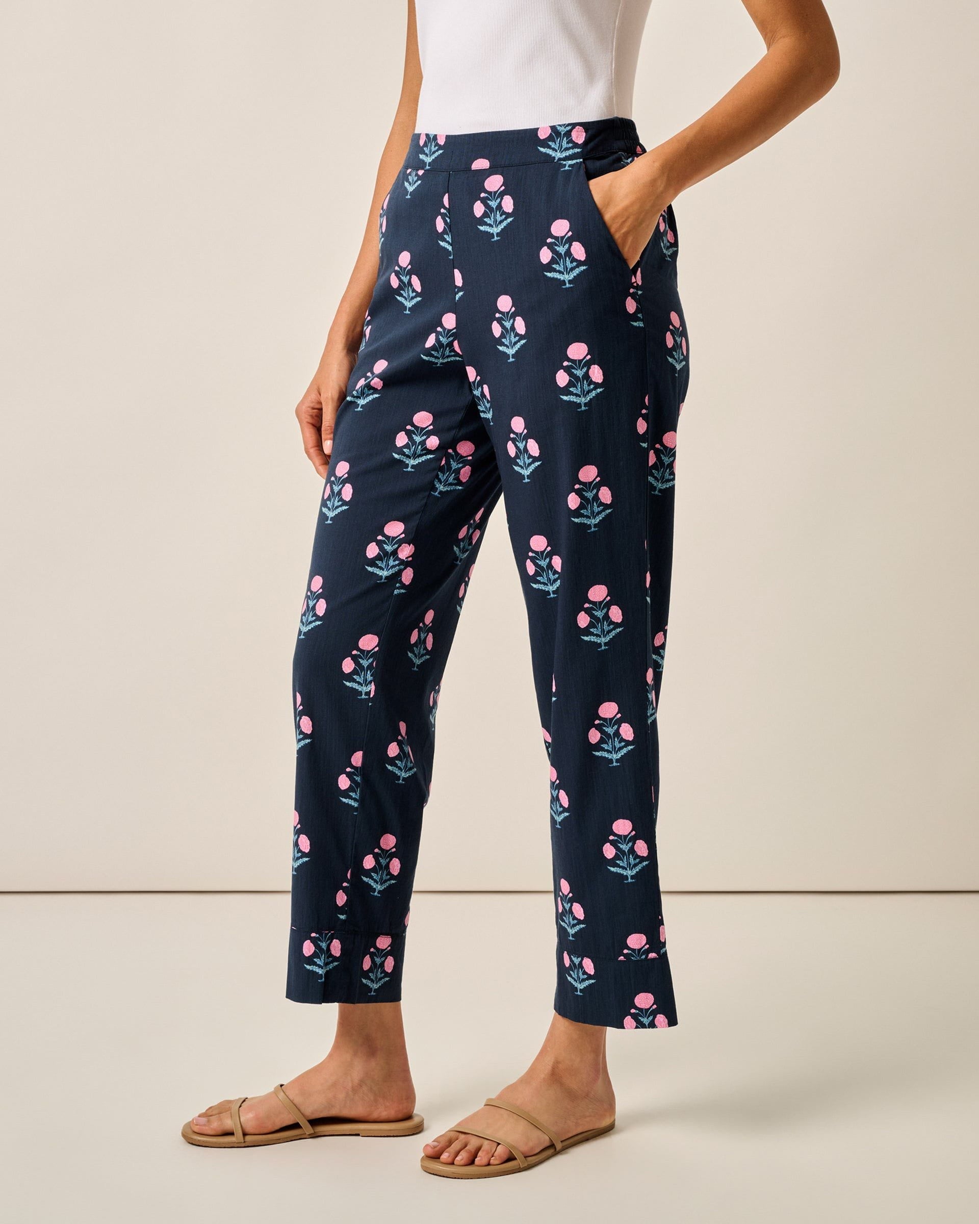Johnnie-O Collett Block Print Pant, Navy