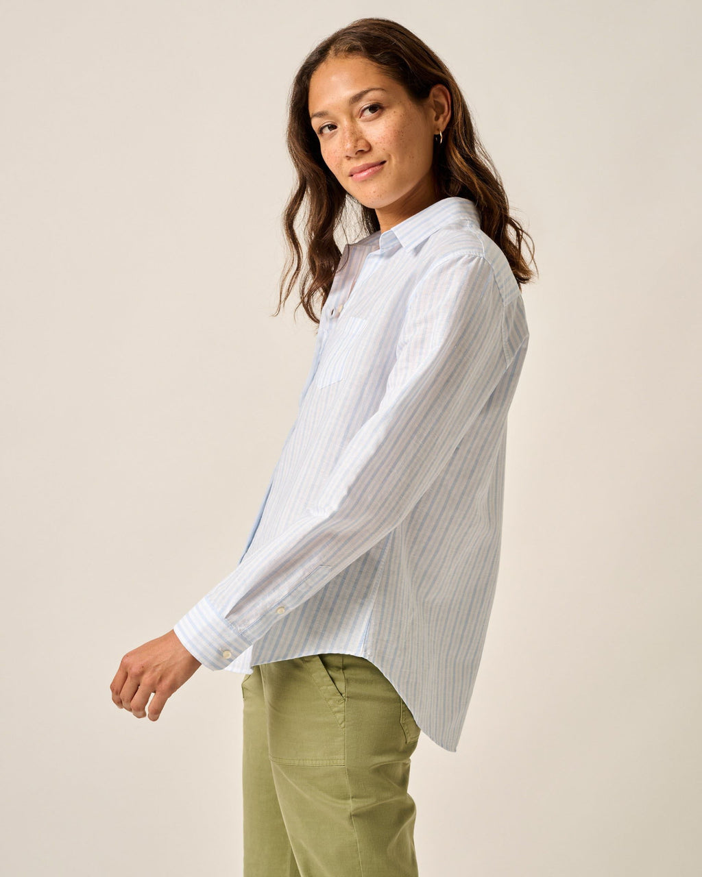 Johnnie-O Frieda Cotton Linen Button Down Shirt, White