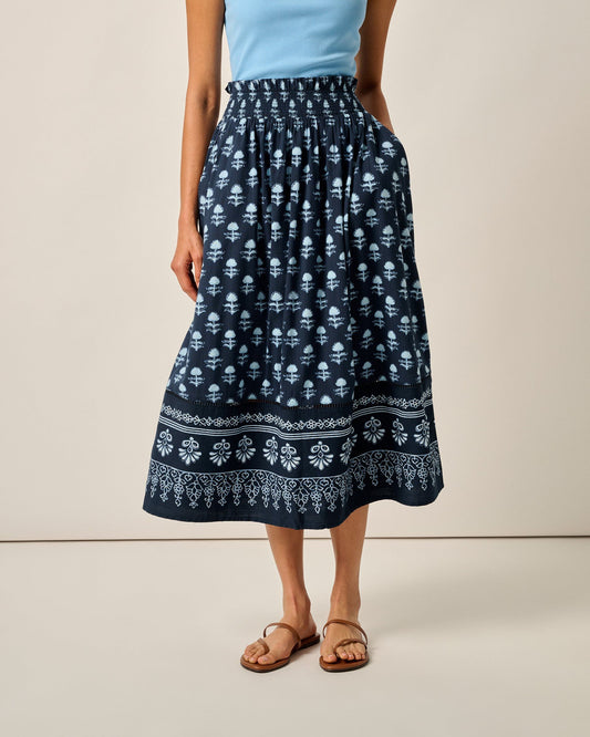 Johnnie-O Kinsley Block Print Midi Skirt