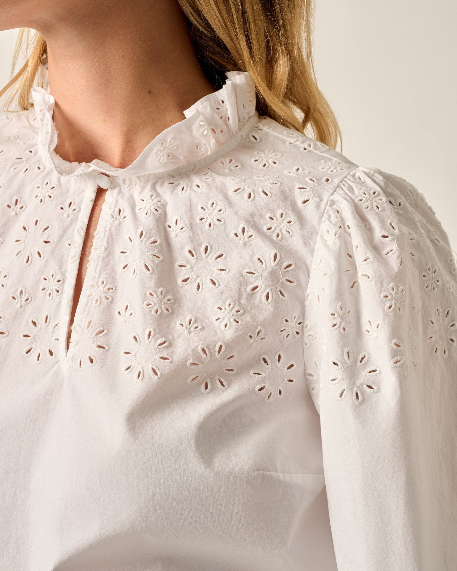 Johnnie-O Libby Popover Blouse, White