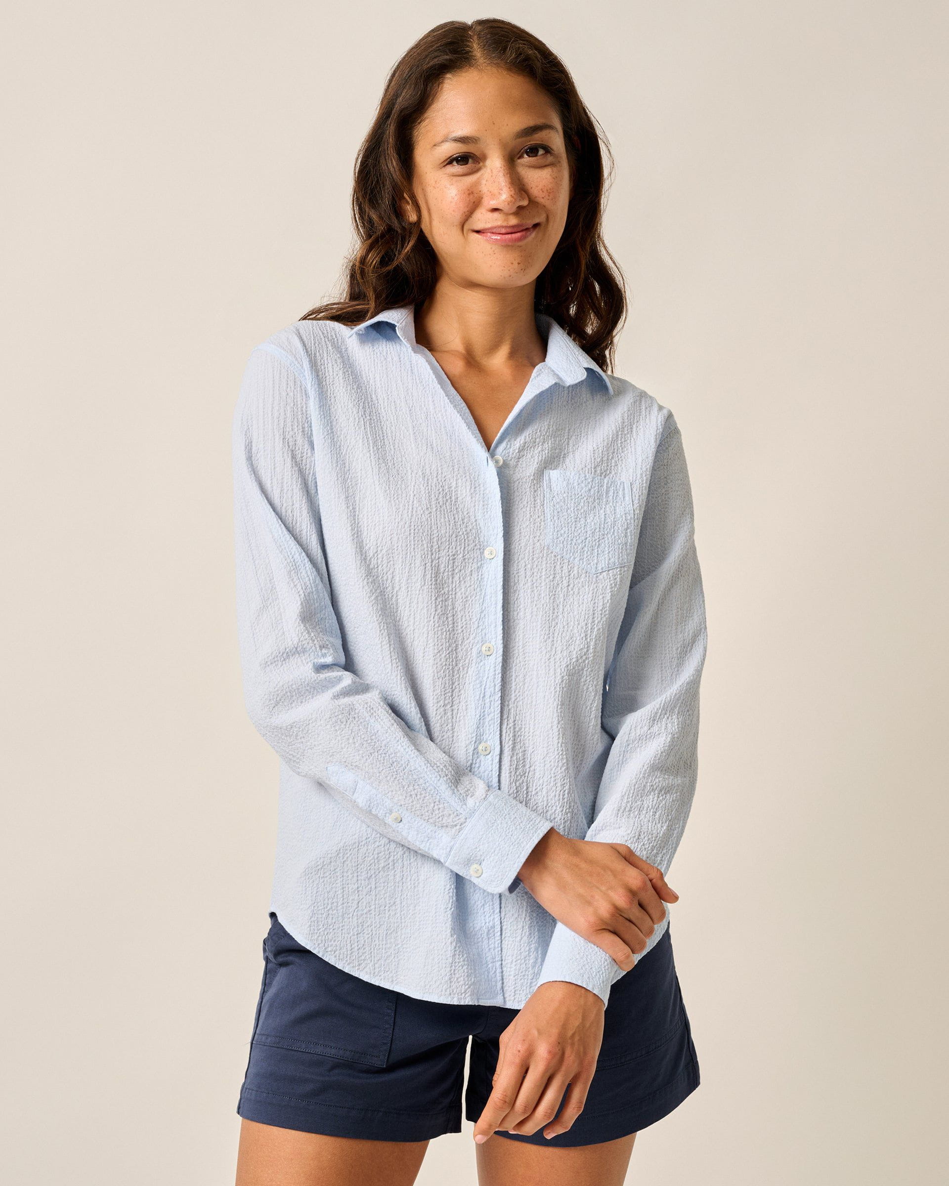 Johnnie-O Marisa Stretch Cotton Button Down Shirt, Maliblu