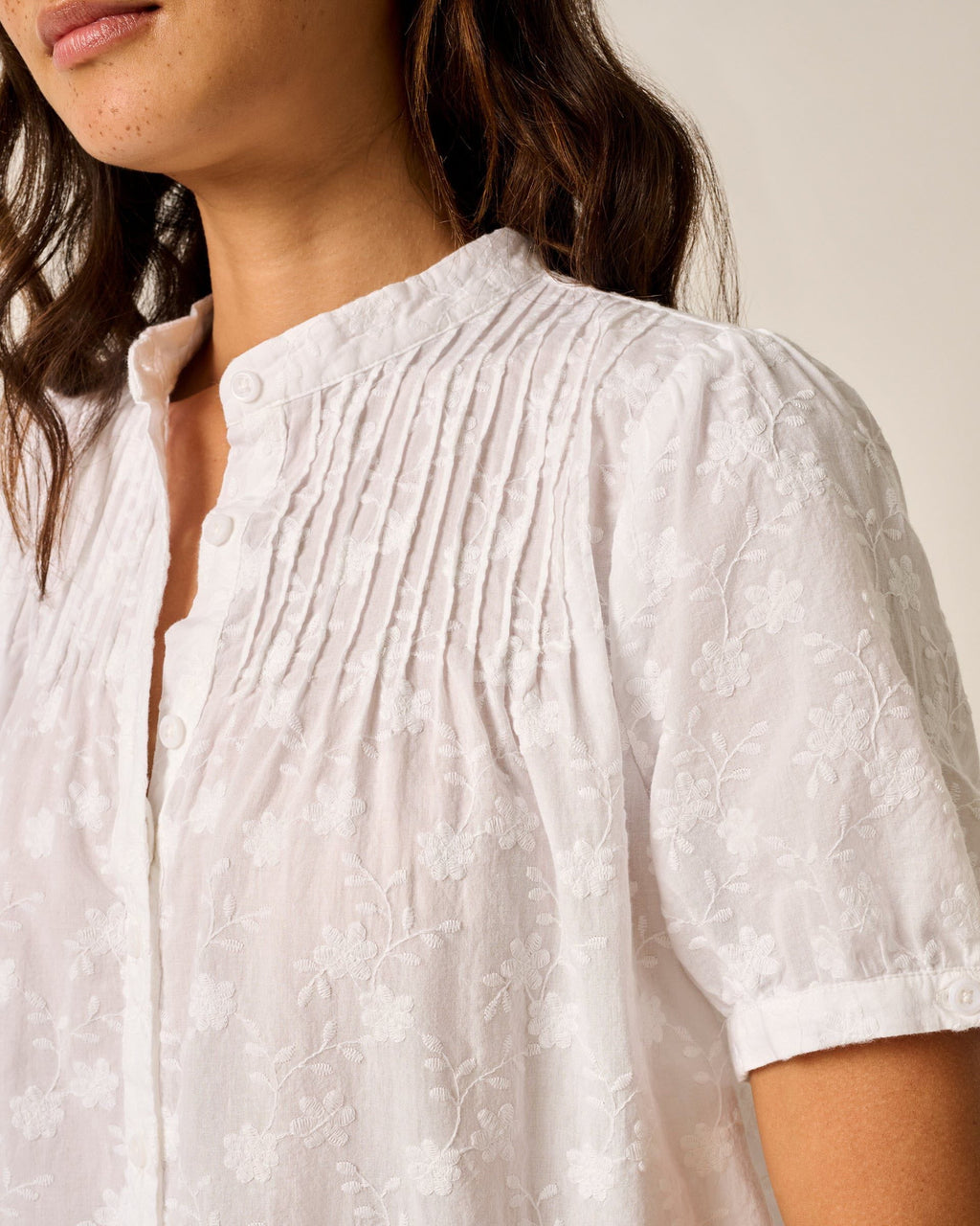 Johnnie-O Rosie Pintuck Cotton Blouse, White