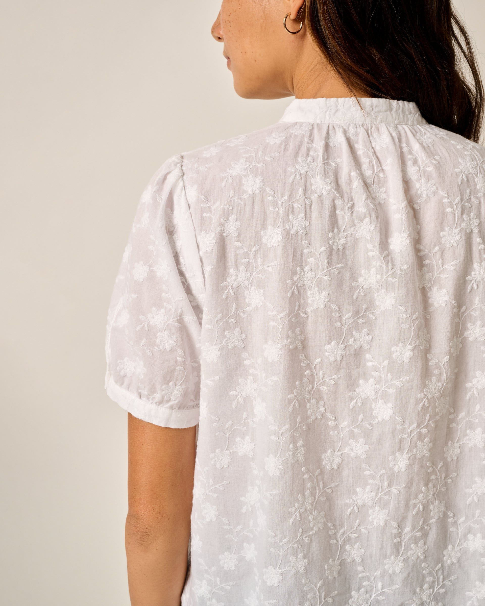 Johnnie-O Rosie Pintuck Cotton Blouse, White