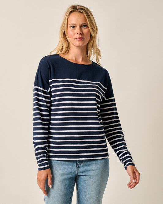 Johnnie-O Suki Striped Boatneck T-Shirt
