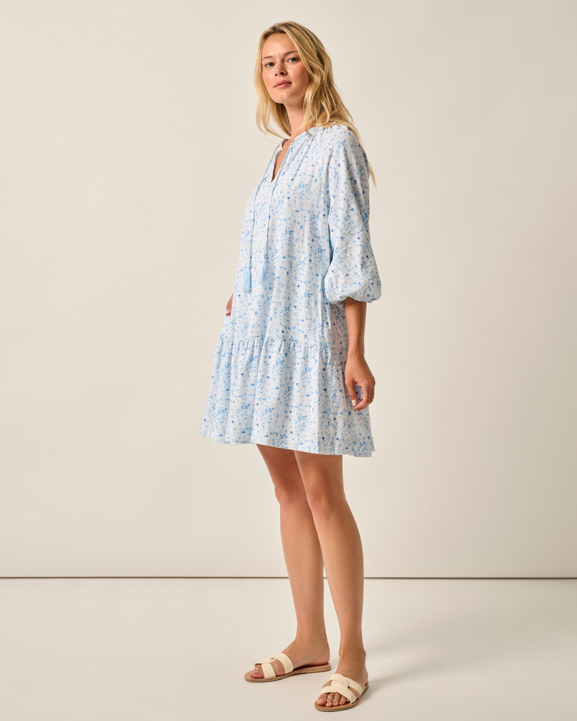 Johnnie-O Vanessa Floral Cotton Blend Mini Dress, Maliblu