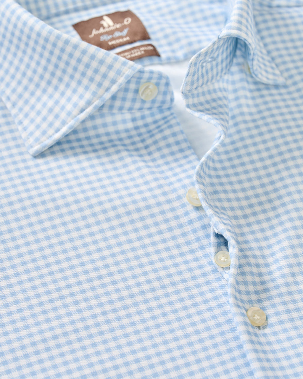 Johnnie-O Fine Pique Knit Button Down Shirt - Albro Check, Gulf Blue