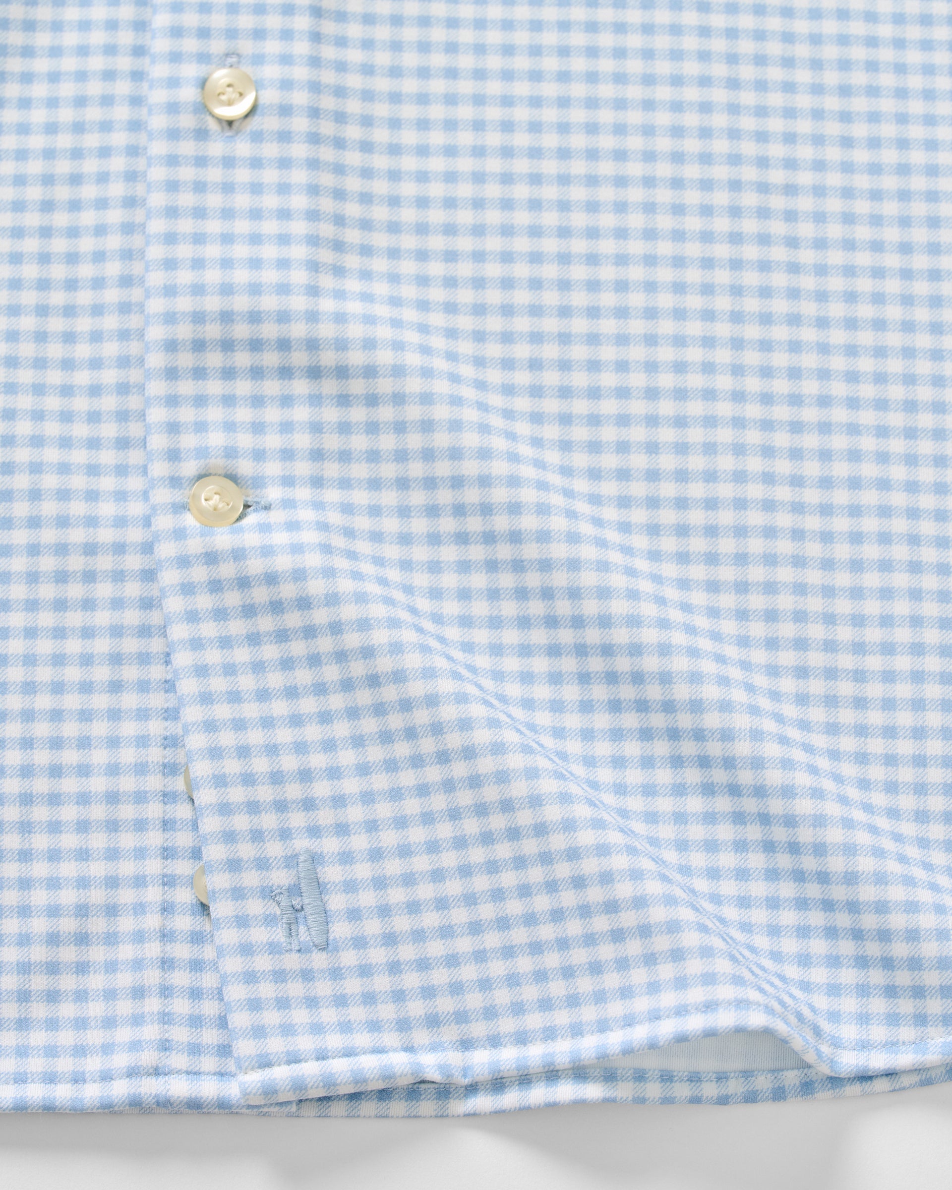 Johnnie-O Fine Pique Knit Button Down Shirt - Albro Check, Gulf Blue