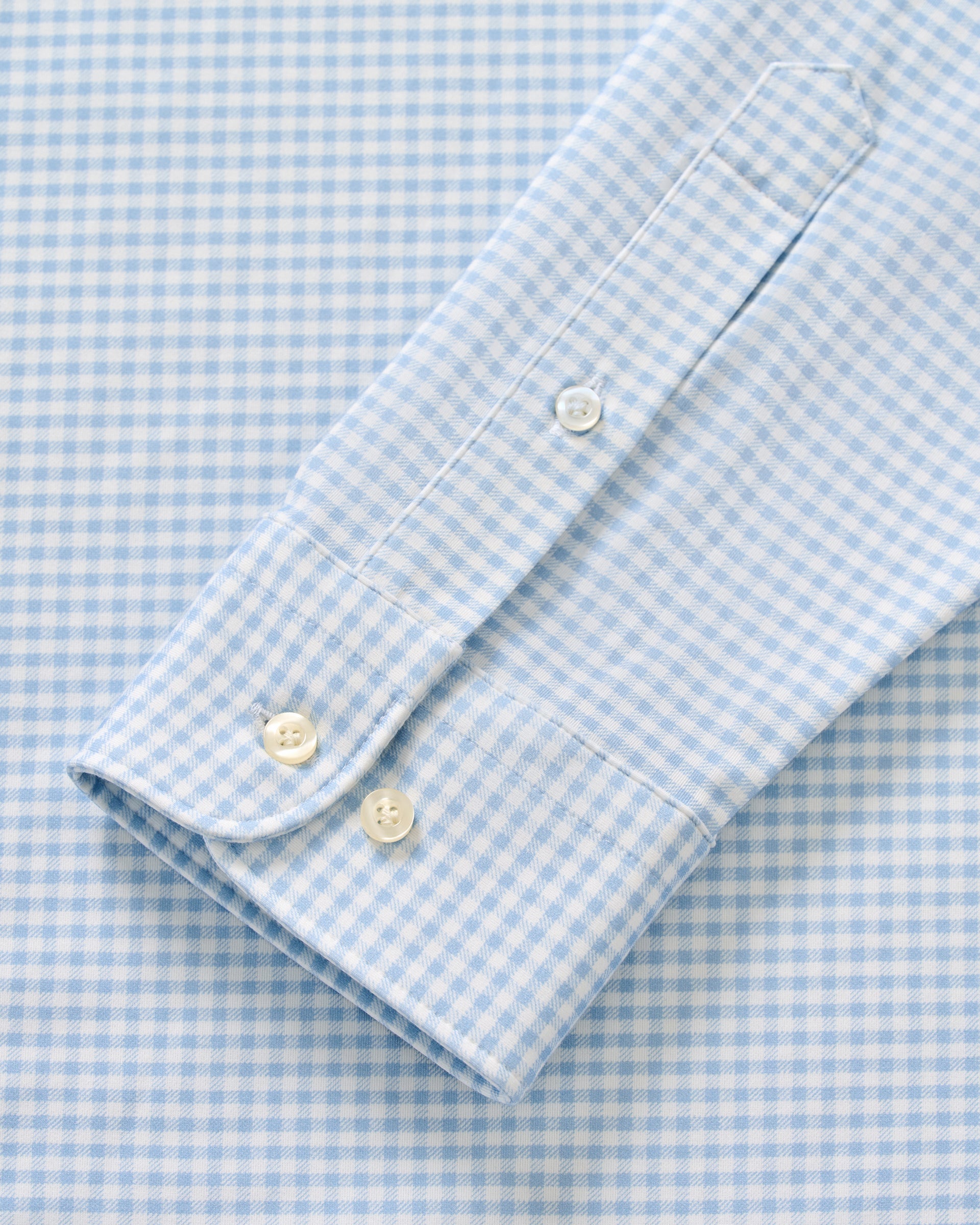 Johnnie-O Fine Pique Knit Button Down Shirt - Albro Check, Gulf Blue