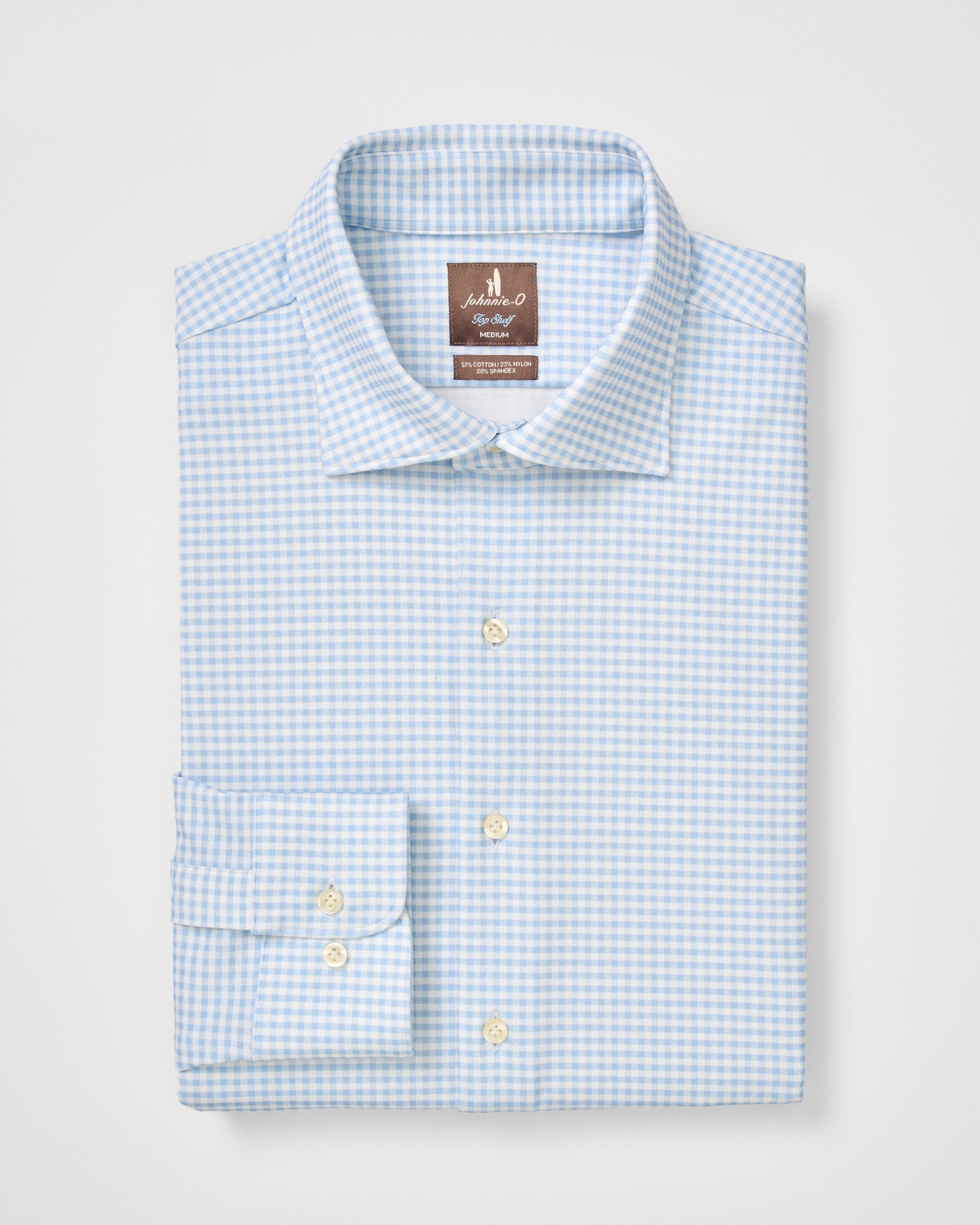 Johnnie-O Fine Pique Knit Button Down Shirt - Albro Check, Gulf Blue